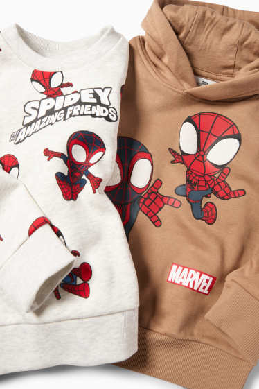 Kinder Jungen - Multipack 2er - Spidey - Hoodie und Sweatshirt - weiss / beige