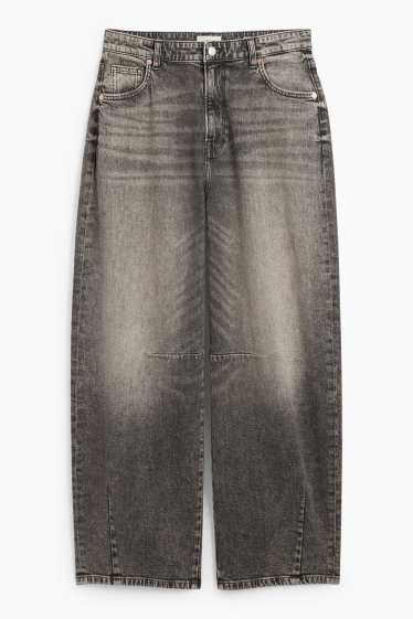 Women - Balloon jeans - mid-rise waist - denim-dark gray