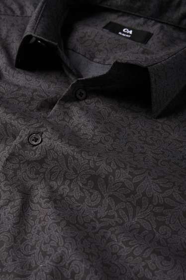 Men - Business shirt - slim fit - kent collar - patterned - black