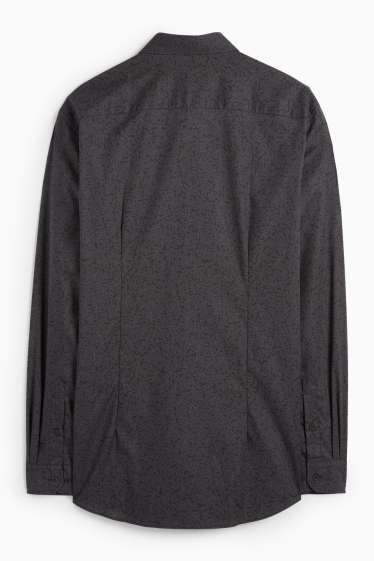 Men - Business shirt - slim fit - kent collar - patterned - black