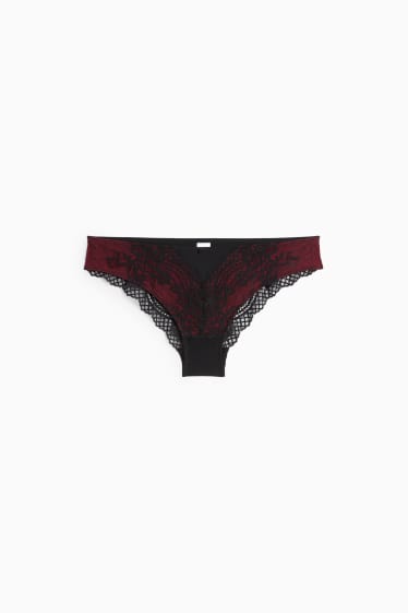 Dames - Slip - bordeaux / zwart