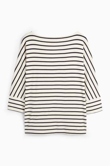 Femmes - Haut à manches longues - regular fit - rayures - noir / blanc