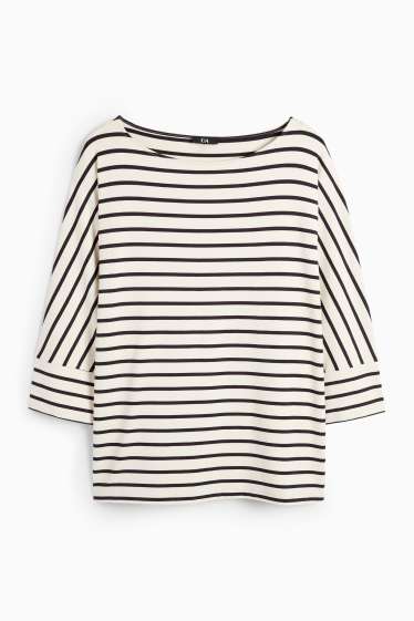 Femmes - Haut à manches longues - regular fit - rayures - noir / blanc