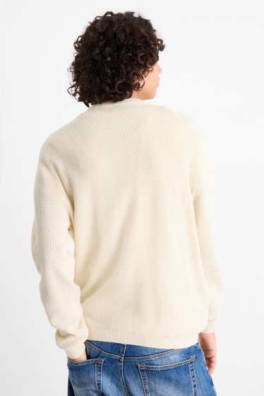 Men - Jumper - textured - cremewhite
