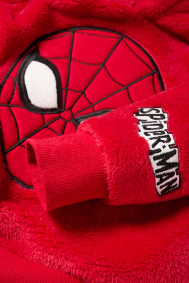 Děti - chlapci - Spider-Man - mikina s kapucí - tmavočervená