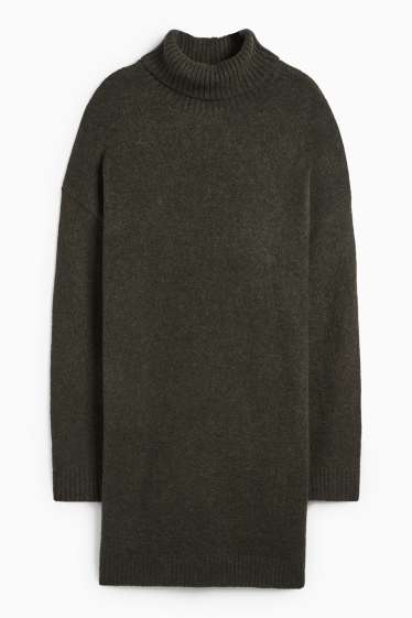 Dona - Vestit de punt de mitja - verd fosc