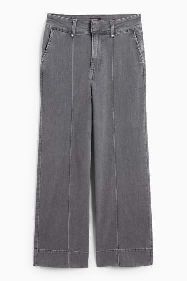 Femmes - Wide leg jean - high waist - jean gris clair