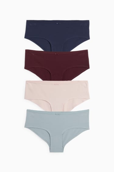 Damen - Multipack 4er - Hipster - dunkelrot