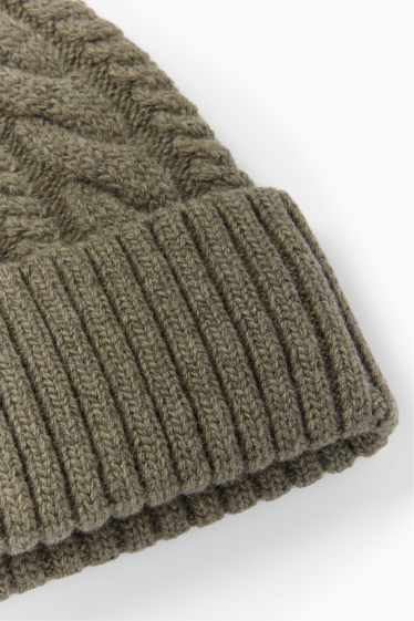 Herren - Mütze - Zopfmuster - khaki