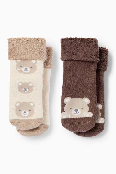 Baby: meisjes - Baby antislip sokken - bruin / beige