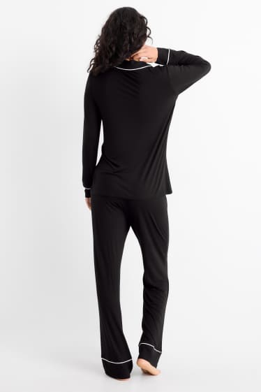 Damen - Viskose-Pyjama - schwarz