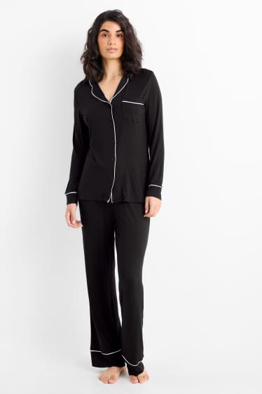 Damen - Viskose-Pyjama - schwarz