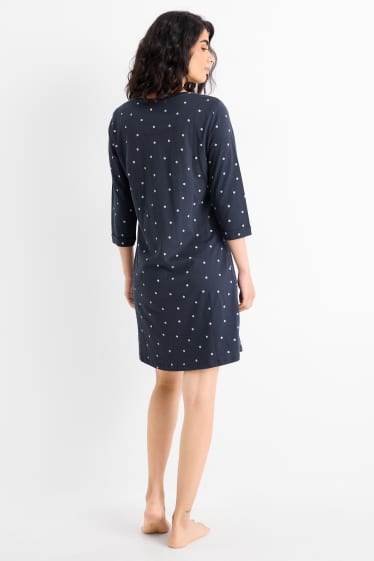 Women - Nightdress - polka dot - dark blue