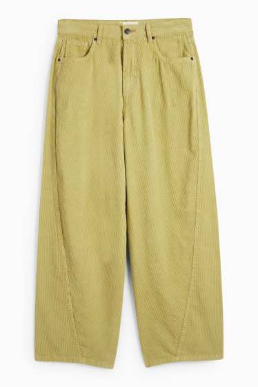 Dona - Pantalons de pana - mid waist - barrel leg - verd clar
