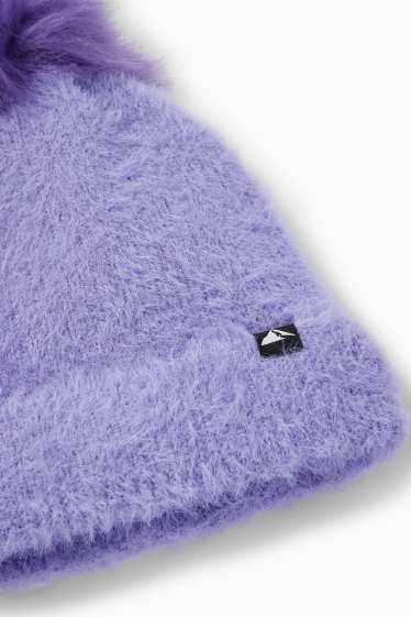 Nena - Gorro d’esquí amb borla - acanalada - violeta clar