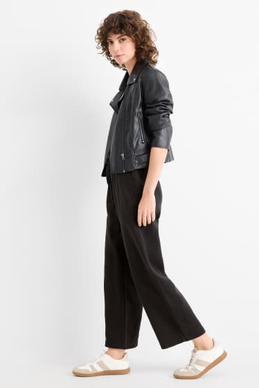 Femei - Pantaloni de stofă - talie înaltă - barrel leg - negru