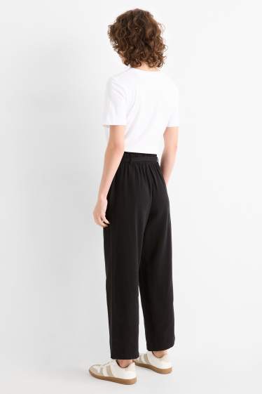 Femei - Pantaloni de stofă - talie înaltă - barrel leg - negru