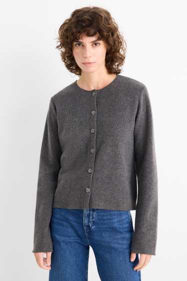 Dames - Vest - geribd - donkergrijs