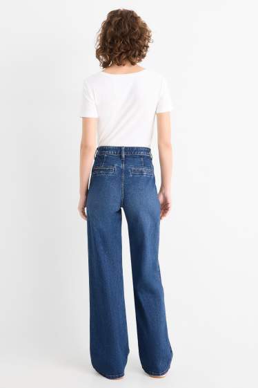 Femei - Wide leg jeans - talie înaltă - LYCRA® - denim-albastru