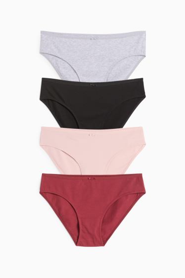 Dames - Set van 4 - slip - donkerrood
