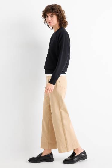 Women - Cloth trousers - high waist - wide leg - beige