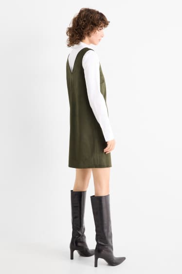 Femmes - Robe - straight fit - faux suède - vert foncé