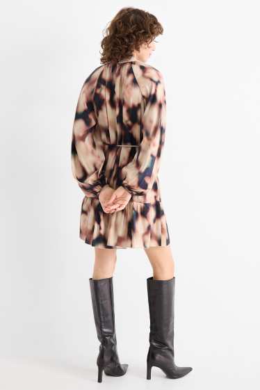 Femei - Rochie în A - cu model - negru / nej