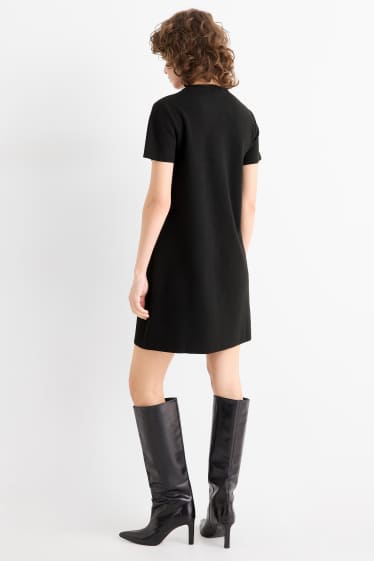 Damen - Strickkleid - Straight Fit - schwarz