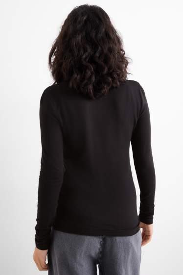 Dámské - Tričko s dlouhým rukávem - slim fit - černá