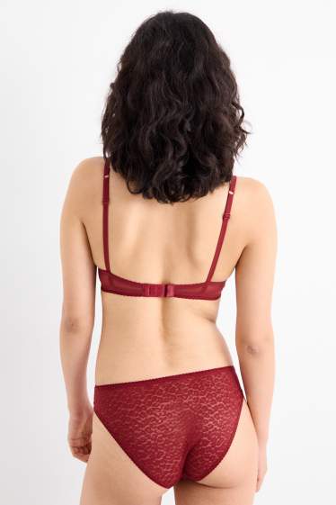 Women - Non-wired bra - padded - dark red