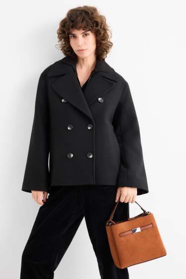 Damen - Kleiner Shopper - Velourslederimitat - hellbraun