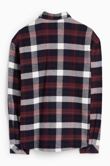 Herren - Flanellhemd - Relaxed Fit - Kent - kariert - rot / dunkelblau