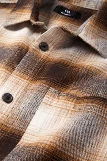 Home - Camisa de franel·la - relaxed fit - Kent - de quadres - marró/beix