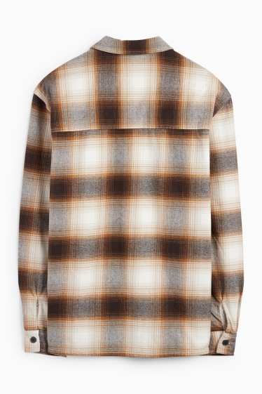 Home - Camisa de franel·la - relaxed fit - Kent - de quadres - marró/beix