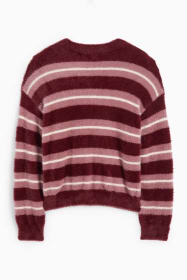 Kinder Mädchen - Pullover - gestreift - rosa / rot