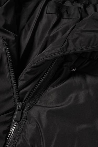 Women - Quilted coat with hood - water-repellent - black