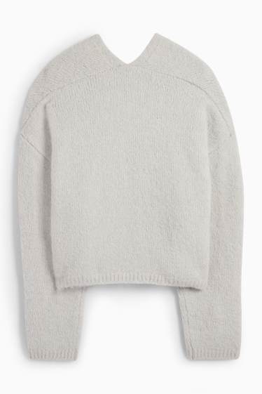 Dámské - Pletený kardigan - světle šedá