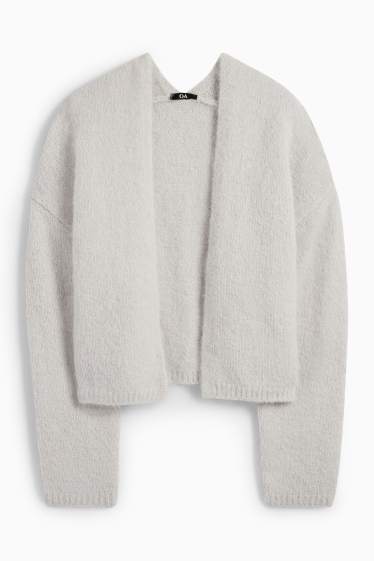 Dámské - Pletený kardigan - světle šedá