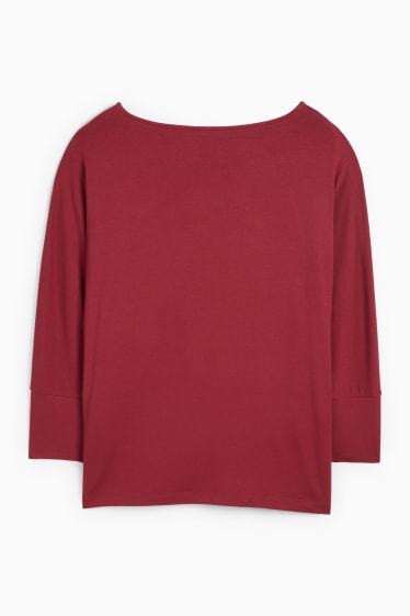 Dámské - Tričko s dlouhým rukávem basic - regular fit - tmavočervená