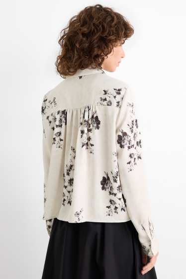 Women - Blouse - floral - light beige