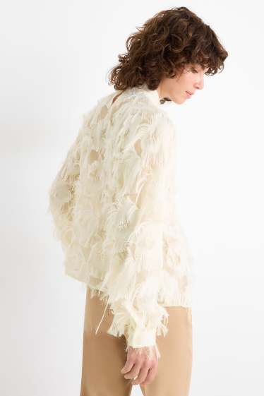 Women - Fringed blouse - cremewhite