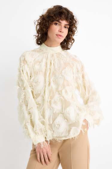 Women - Fringed blouse - cremewhite
