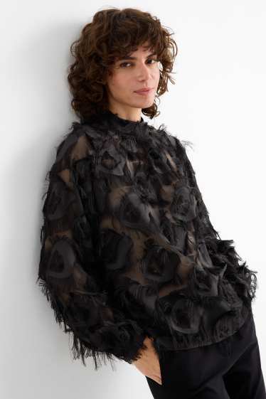 Donna - Blusa frangiata - nero