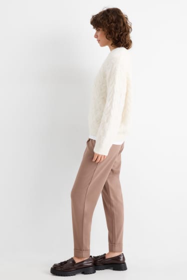 Mujer - Pantalón de jersey - mid waist - tapered fit - marrón claro