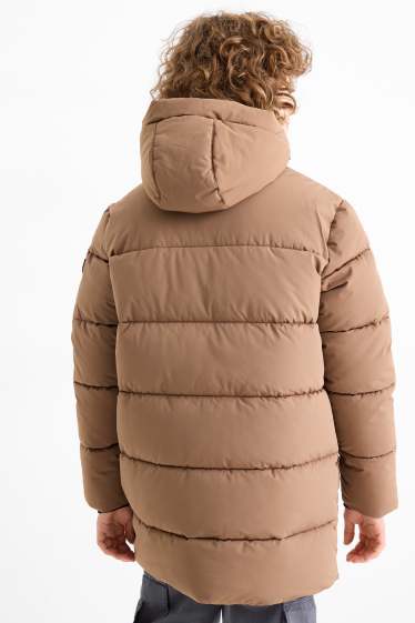 Bambini - Giacca trapuntata con cappuccio - idrorepellente - marrone