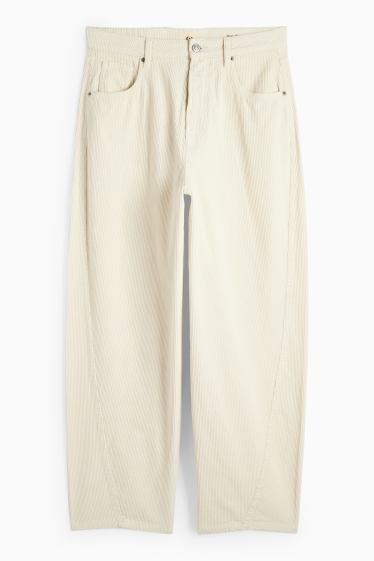 Dona - Pantalons de pana - mid waist - barrel leg - blanc trencat