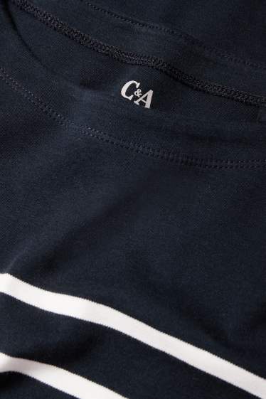 Dames - Longsleeve - regular fit - gestreept - donkerblauw / crème wit