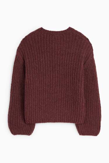 Dámské - Svetr - žebrovaný - bordeaux