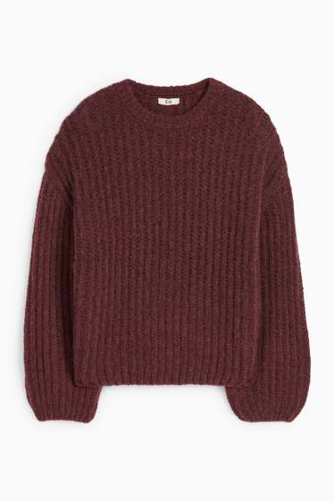 Dámské - Svetr - žebrovaný - bordeaux