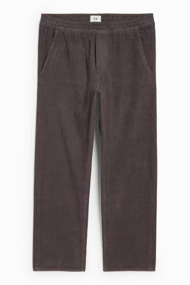 Hommes - Pantalon en velours côtelé - relaxed fit - gris